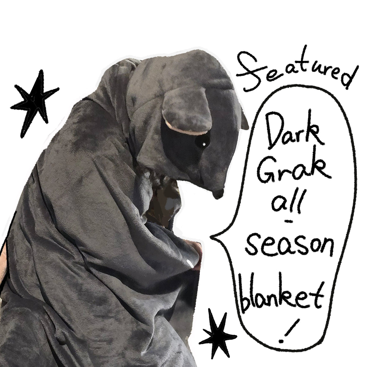 -Bad Bad Mouse-  Dark Gray All-Season Blanket